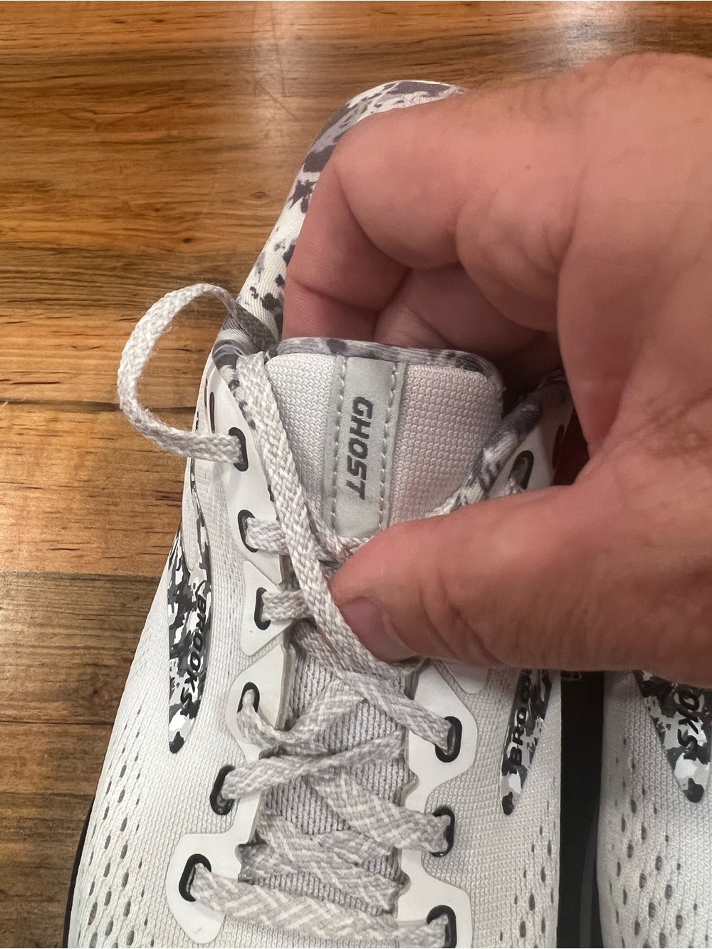 Brooks Ghost White and Gray Men's Running Sneakers - Picture 3 of 8